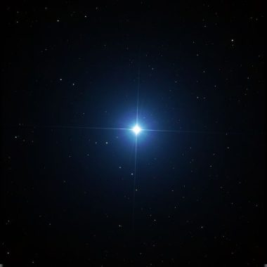 “Karanlık gece gökyüzünde, merkezde mavi-beyaz ışık saçan parlak bir yıldız – Sirius.”